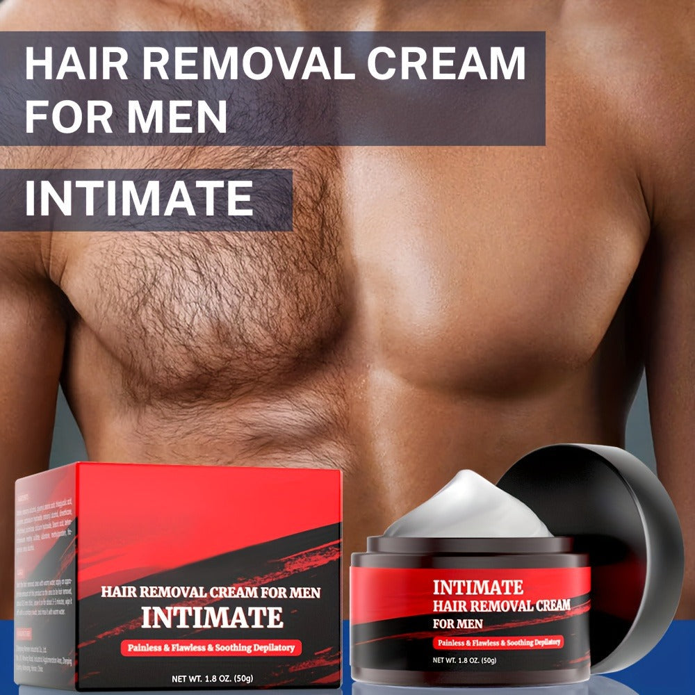 Hair Removal Cream for Men 1.8 oz 50g – Painless Gentle Depilatory for Back Chest Body & Sensitive Areas, Fast-Acting Coarse 