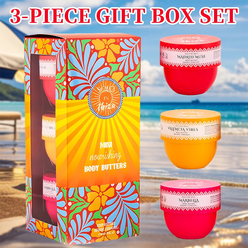 Body Butter Set 3-Piece Solo En Ibiza Long-Lasting Fragrance Body Cream for Women & Men – 3 Scents 1.76 fl oz Each Daily Mois