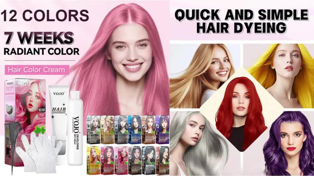 Permanent Hair Dye Kit 12 Vibrant Colors with Developer & Applicator Tools Bleach Blonde Ash for Bath Time, Home Spa and Pers