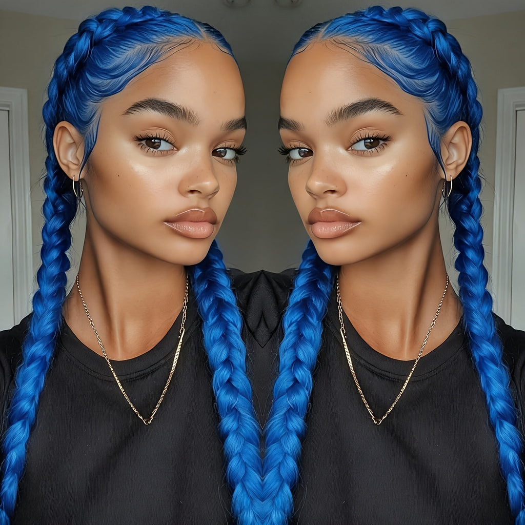 Lace Front Wig Braided Synthetic Style, 26-Inch 13x4 Front with Five Color Options and 250% Density — image 1