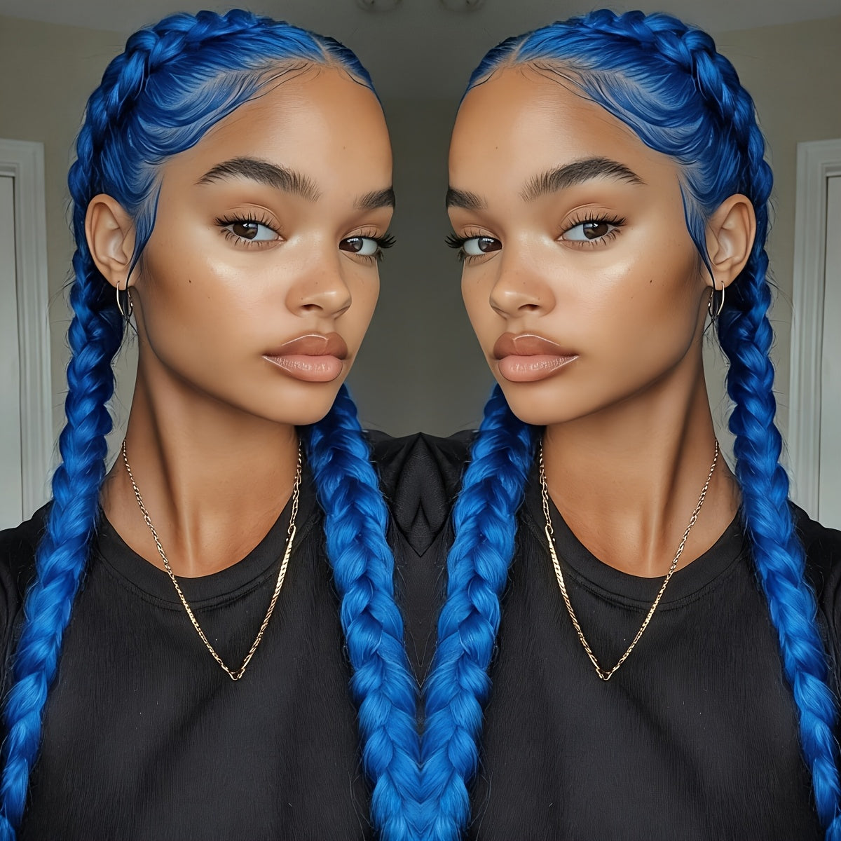 Lace Front Wig Braided Synthetic Style, 26-Inch 13x4 Front with Five Color Options and 250% Density — image 1