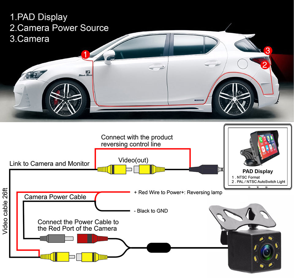 7 Car Wireless CarPlay Display Cigarette Lighter Interface Suction Cup Universal