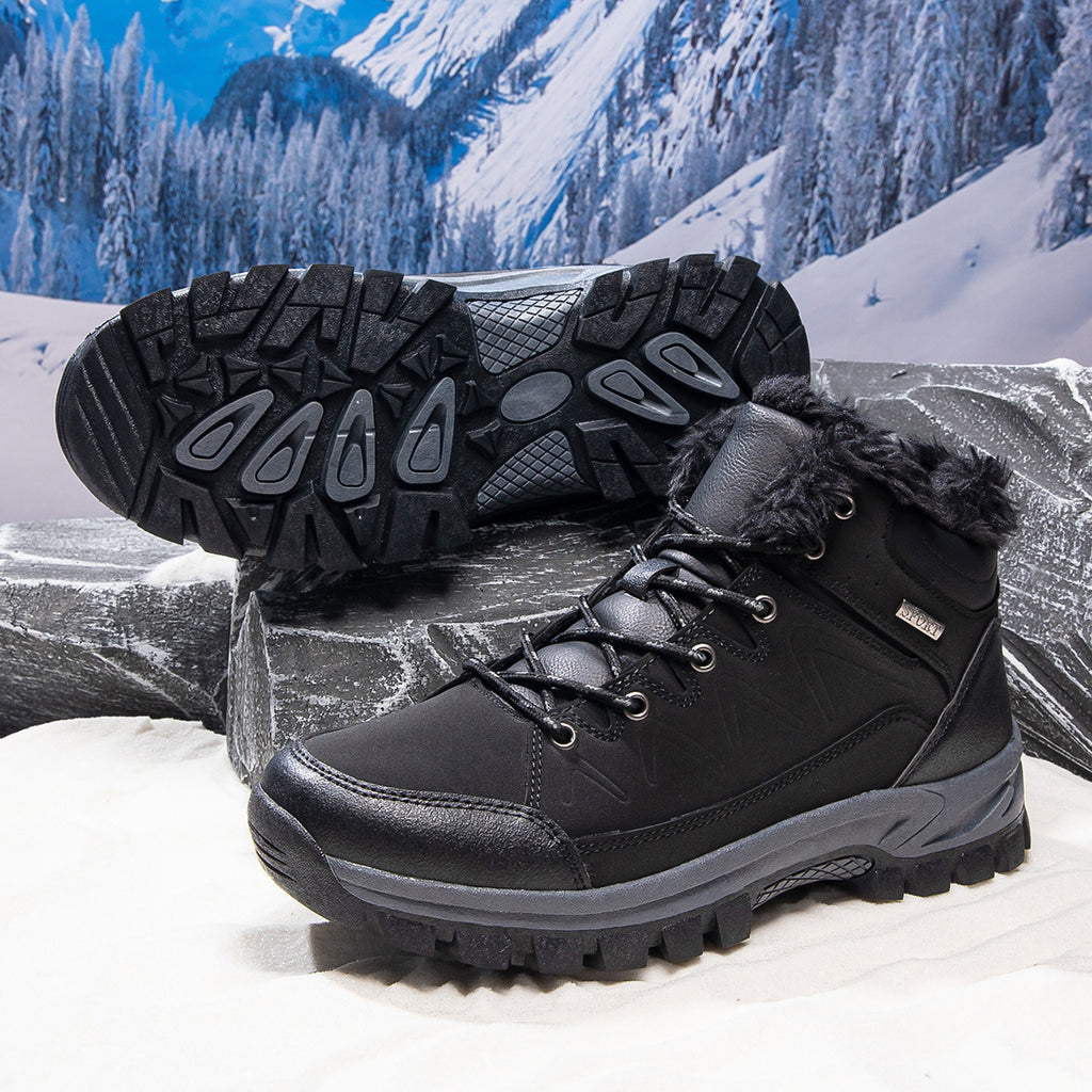 Mens Plus-Size High-Top Fleece-Lined Thermal Cotton Shoes