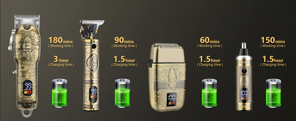 Hair Clippers & Trimmers GSRY Bronze Four-Tool Grooming Set with LCD Displays, USB Charging and Guide Combs — image 10