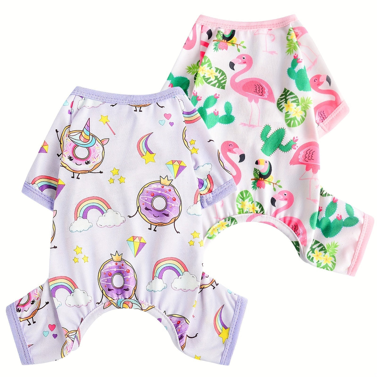 Two-Pack Dog Pajama Jumpsuits with Four Printed Pair Options and Complete XS–XXL Size Grid — image 7