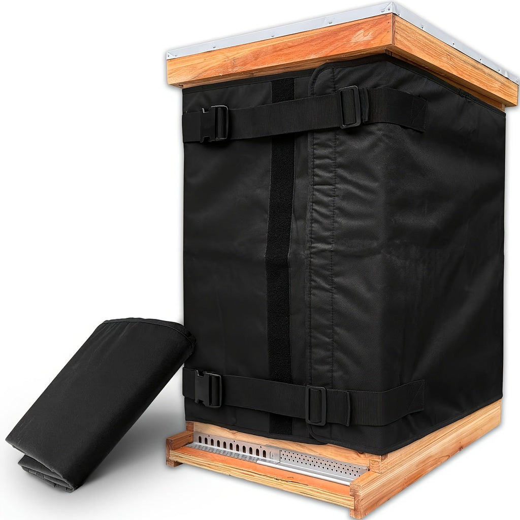 Black Beehive Winter Insulation Wrap with Adjustable Buckle Straps in 192 x 40 or 60 cm Sizes — image 1