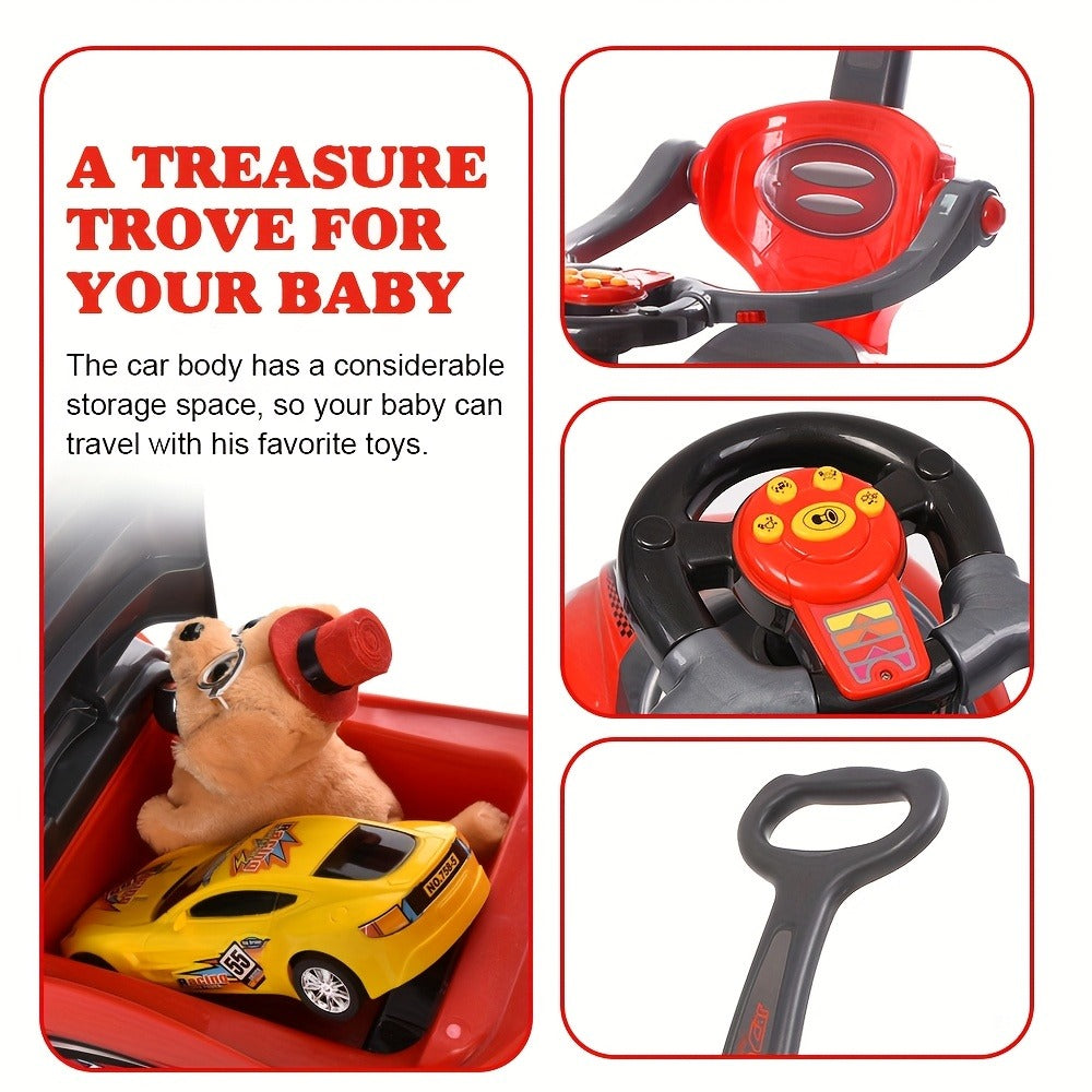 3-in-1 Toddler Push Ride & Walker Car, Baby Ride-On Toy with Guardrail, Music & Under-Seat Storage for Ages 18-36 Months — im