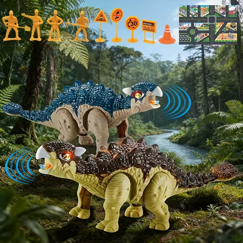 Walking Dinosaur Toy with Sound & Light, Realistic Triceratops & Dragon Dinosaur Figures for Kids — image 13