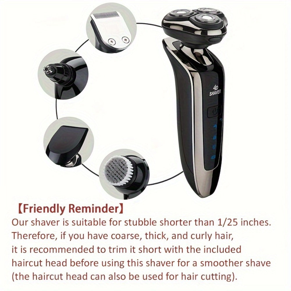 5-in-1 Rechargeable 3-Head Rotary Electric Razor with Detail Trimmer, Nose Trimmer and Cleaning Brush — image 2