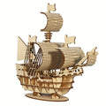Wooden Sailing Ship Model Kit with 57 Pieces, 20 cm Length and Ocean Design for Ages 14 Plus — image 1