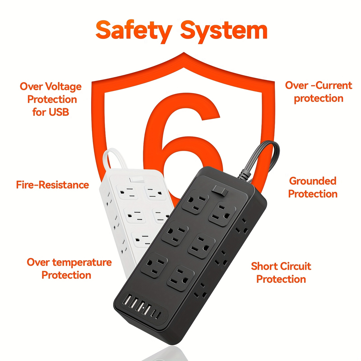Charging Station 18-in-1 Power Strip Surge Protector 12 AC Outlets 6 USB Ports 4 USB-A 2 USB-C for an Everyday Personal Care 