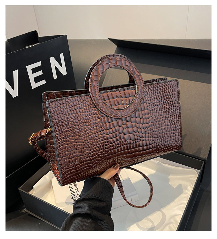 Fall Winter Fashion Retro Handbag Stone Texture Niche Bag Simple Women