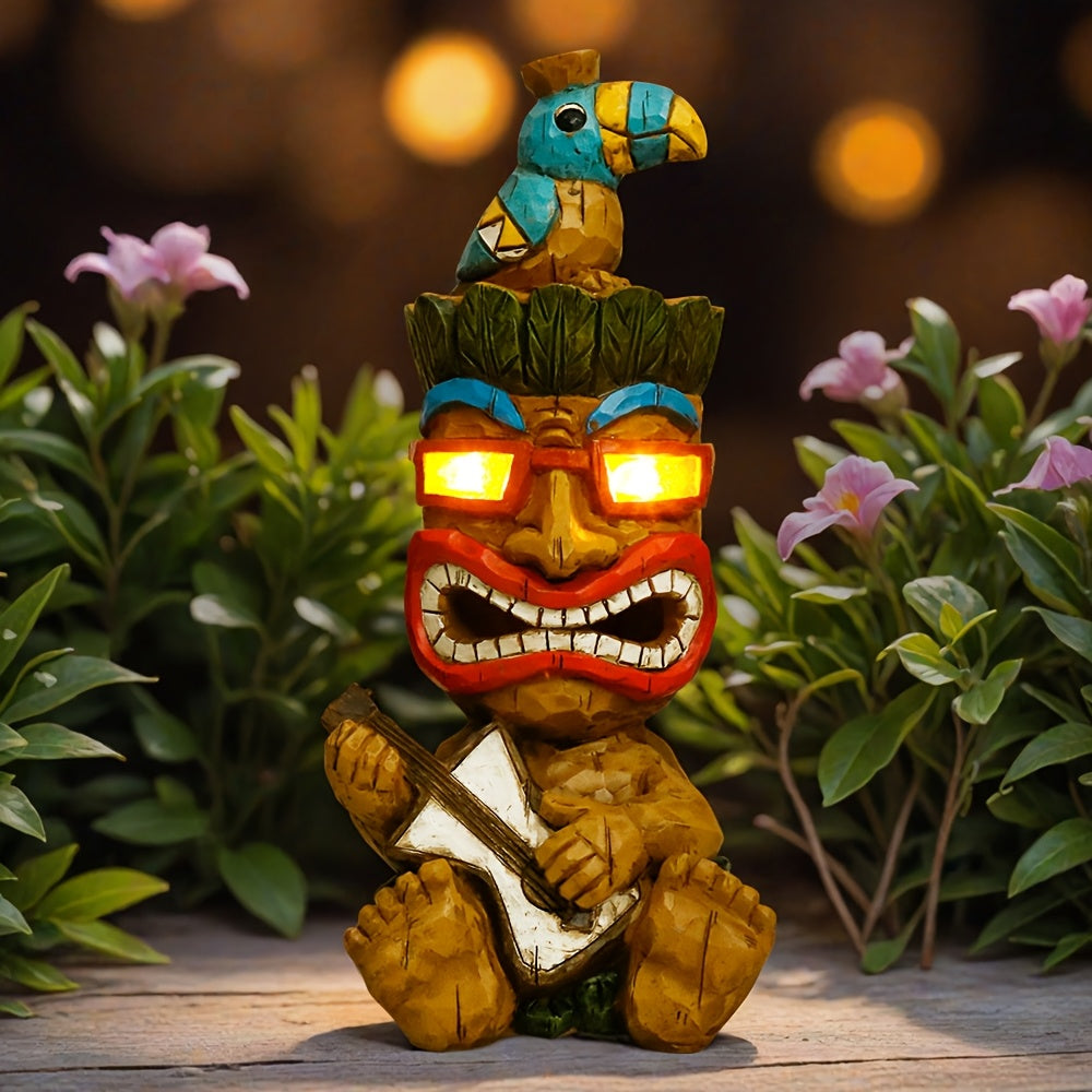 Hawaiian Tiki Statue Standing Resin Totem Pole, Woodcarving Tribal Figure Outdoor Decor for Terrace Bar Party Unique Gift — i