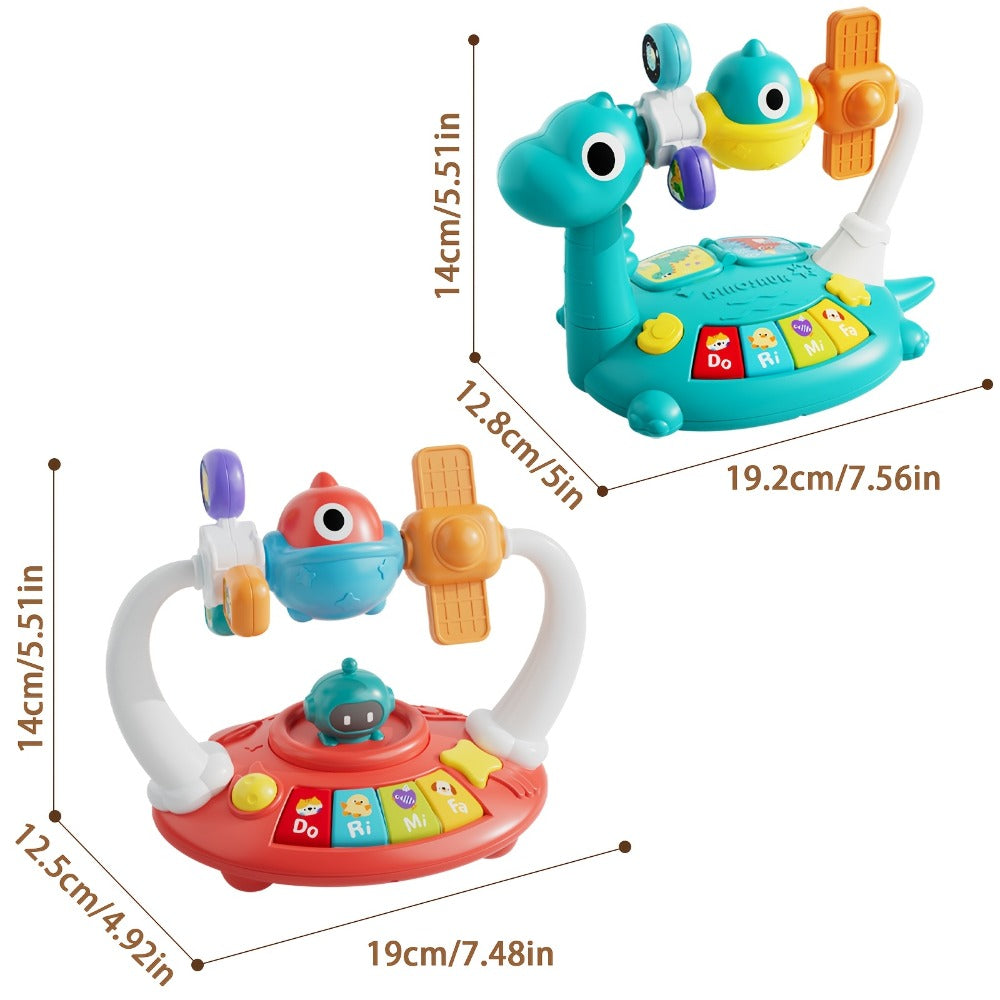 Dinosaur Piano Toy for Kids, Rotatable Smart Music Box with Space Theme, Mini Electronic Musical Instrument for Toddlers — im