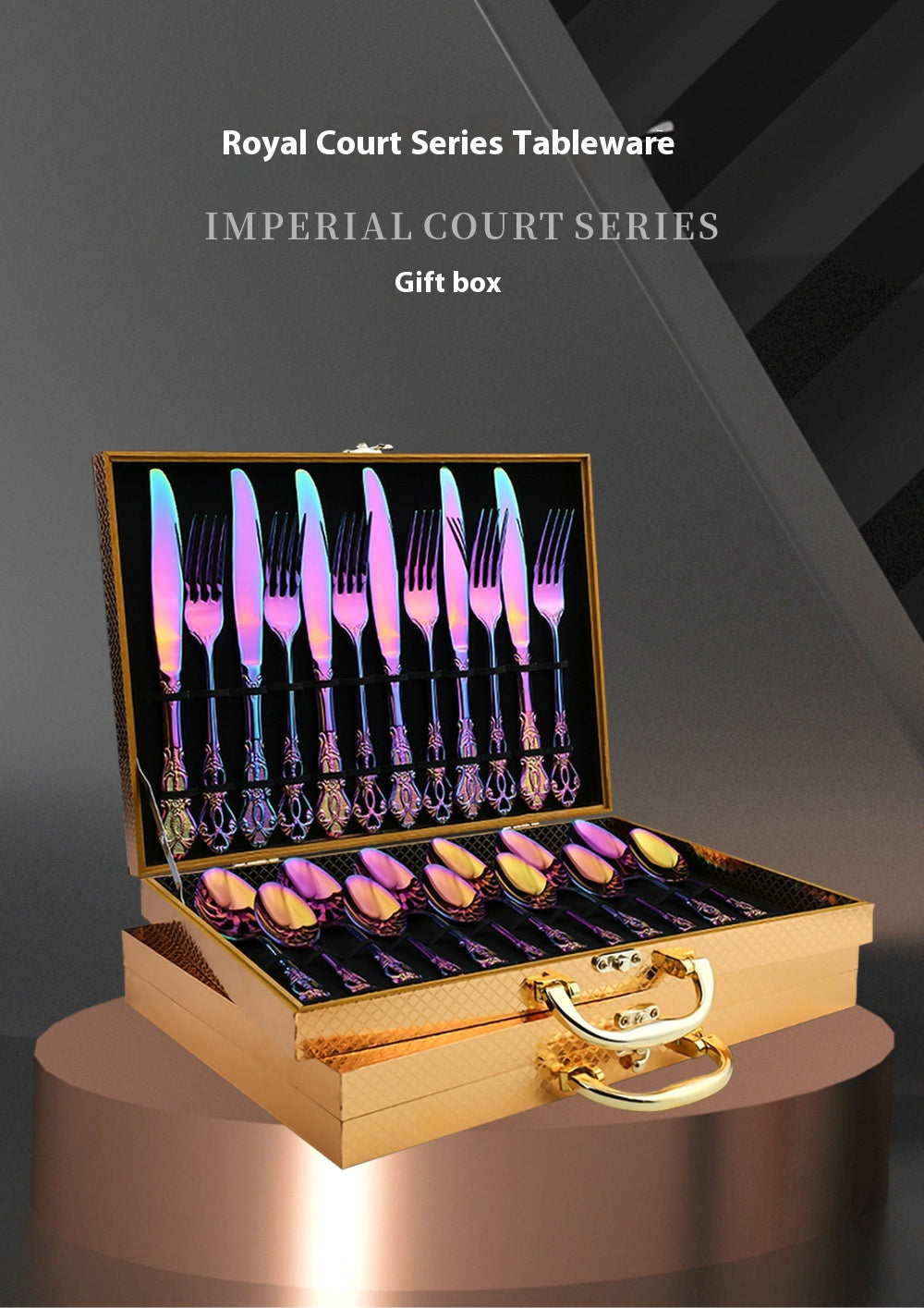 European Pattern Stainless Steel Empaistic Tableware Set