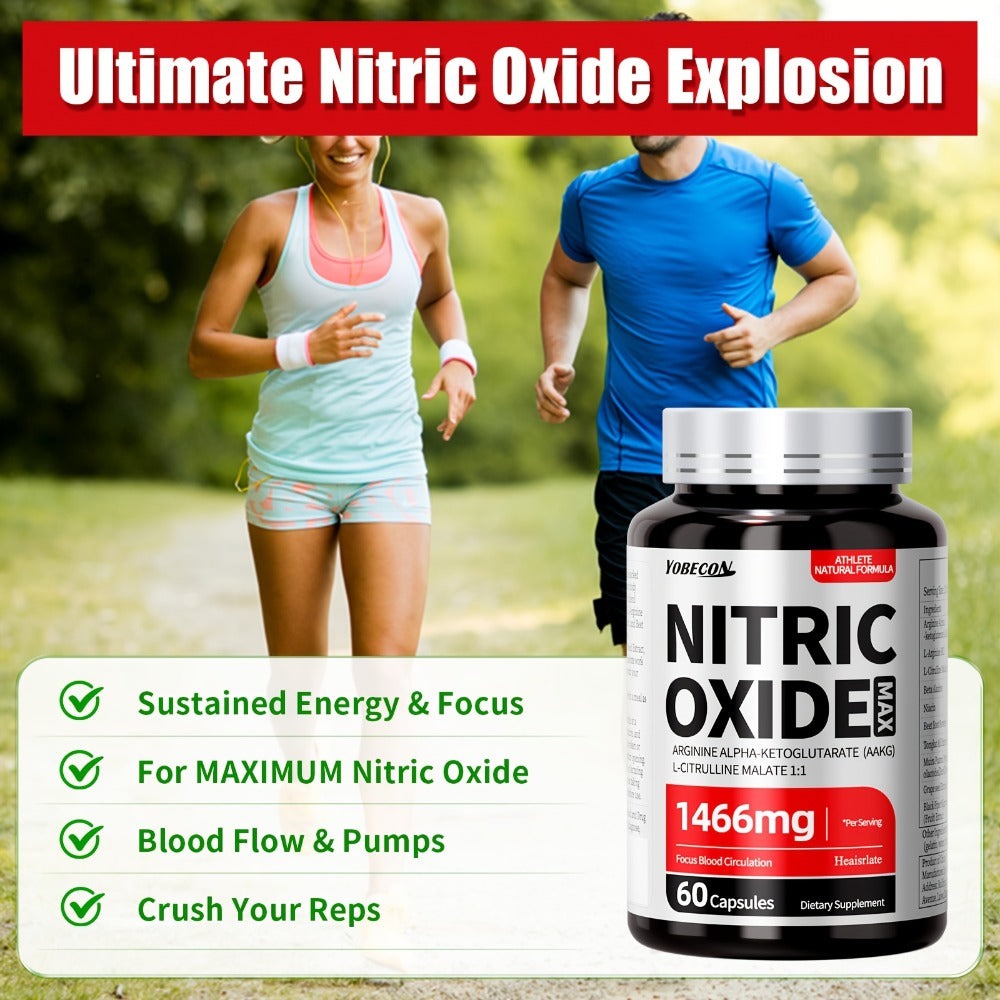 Nitric Oxide Supplement for Men, 800mg AAKG L-Arginine L-Citrulline Beetroot Capsules, Natural Energy & Focus Formula — image