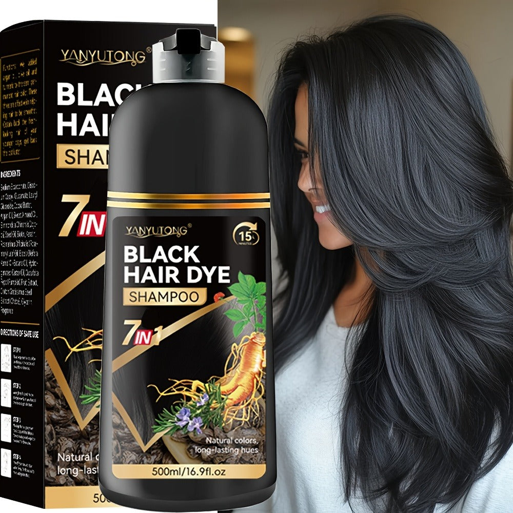 Hair Dye Shampoo Natural Plant Pigments, Covers Gray Hair Fast in 1 Wash, 16.91oz Color Shampoo in Black — image 3