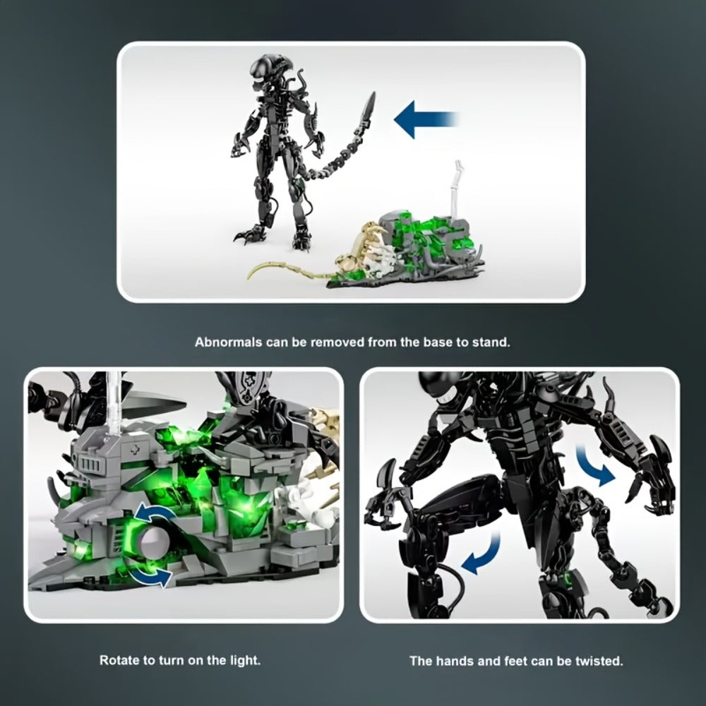 Building Block Set Alien Beast with 958 Pieces, Articulated Black Figure, Scene Base and Long Tail — image 6