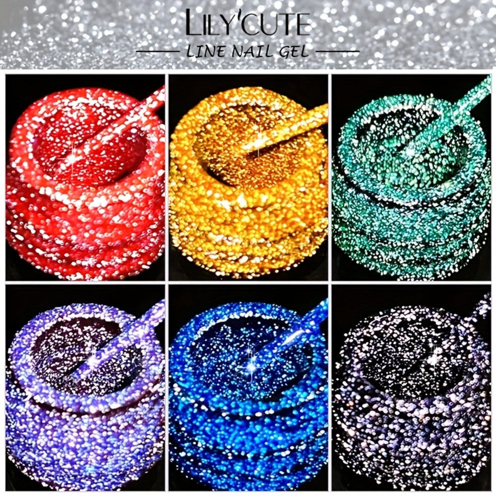 Gel Nail Polish Nine-Piece Reflective Glitter Line Set, 5ml Each for Stripes and Graffiti Nail Art — image 8