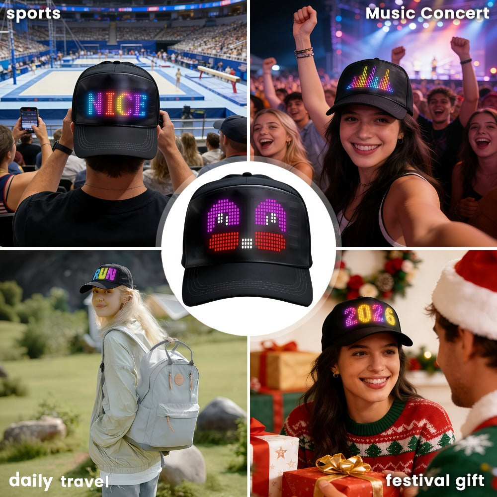 LED Party Hat App Controlled Programmable Light Up Hat, Custom Text Music Images for Rave Club Dance Halloween 4th of July Fe