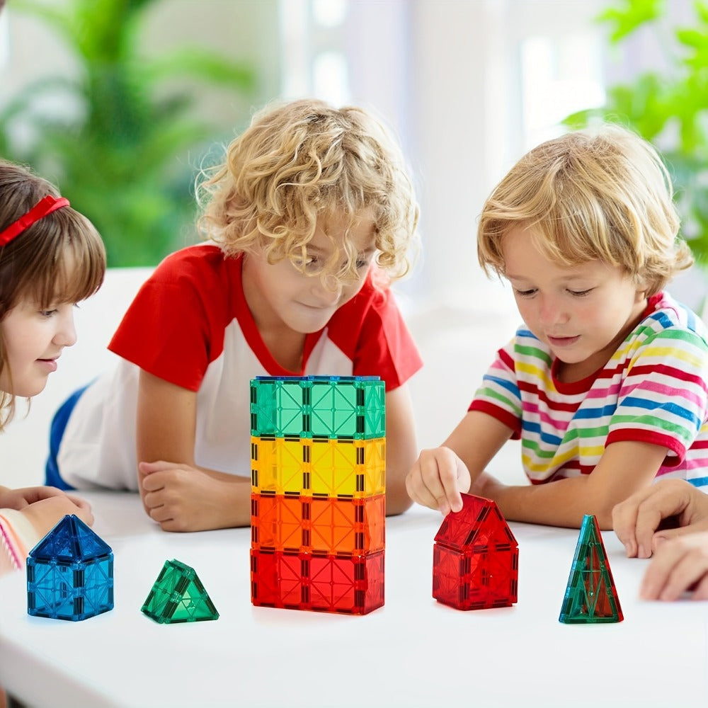 Magnetic Tiles 120-Piece Translucent Castle Building Set with Two Rolling Car Bases and Multicolor Shapes — image 4