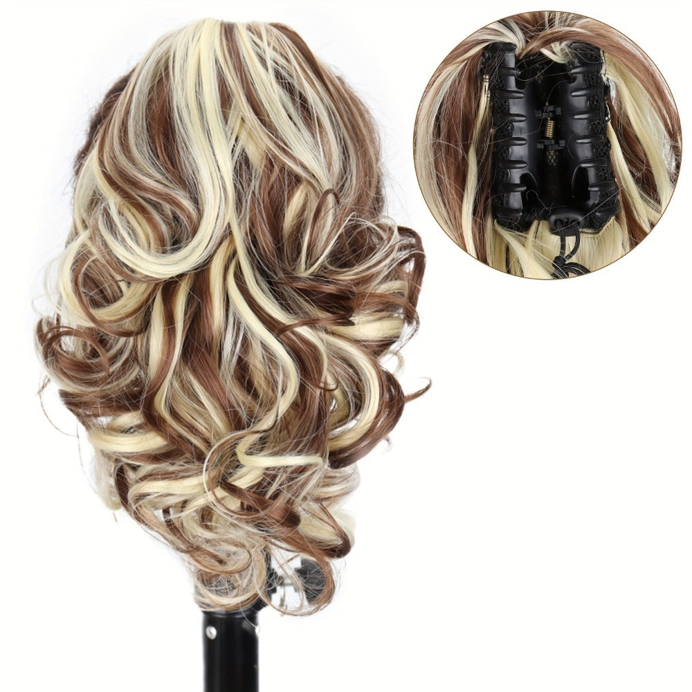 Hair Extensions Curly 8-Inch Synthetic Ponytail with Claw Clip and Eight Dark, Brown and Blonde Colors — image 16