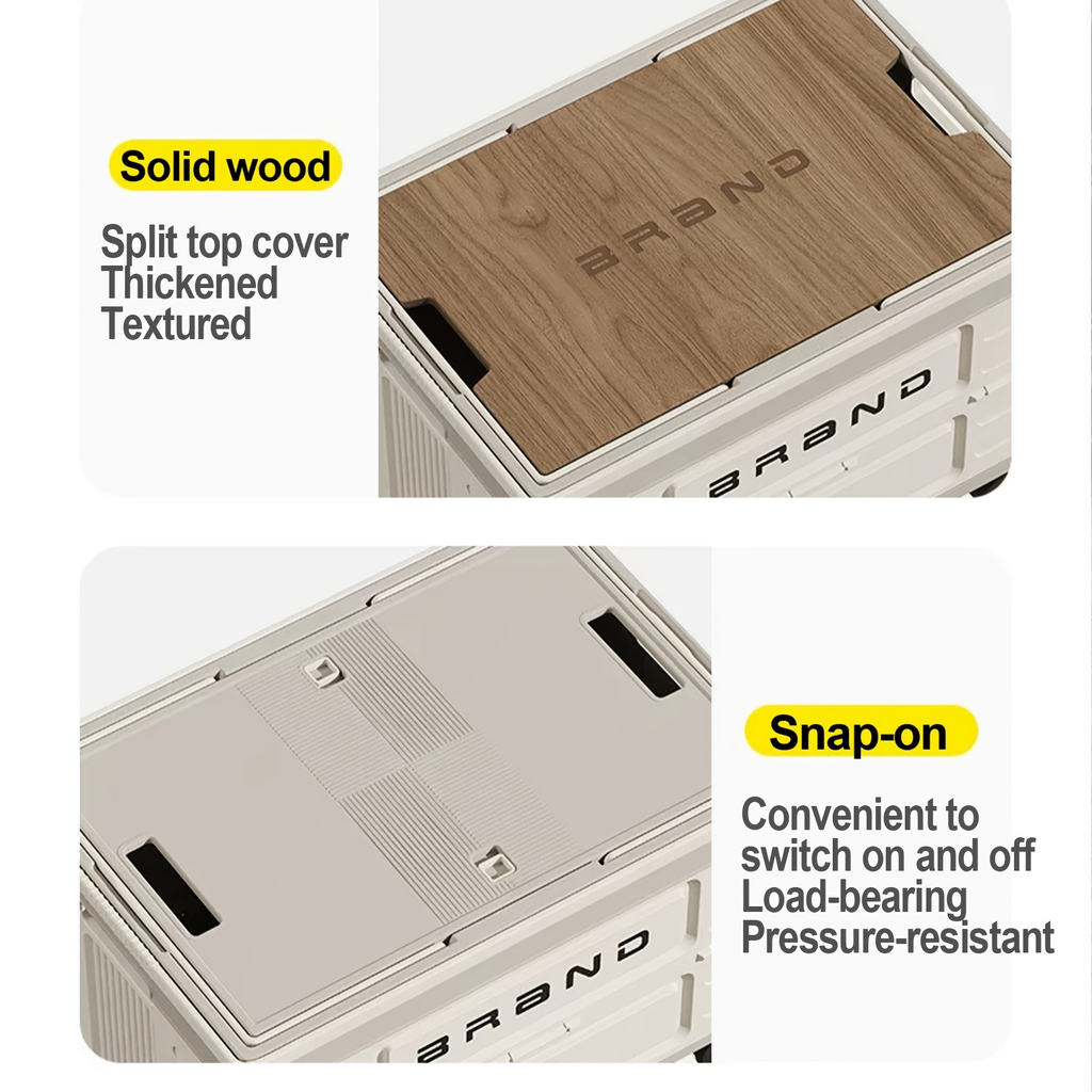Collapsible Storage Bin with Lid and Handle 7.93Gal Foldable Plastic Crate Stackable Portable Tote Box for Camping Fishing Ca