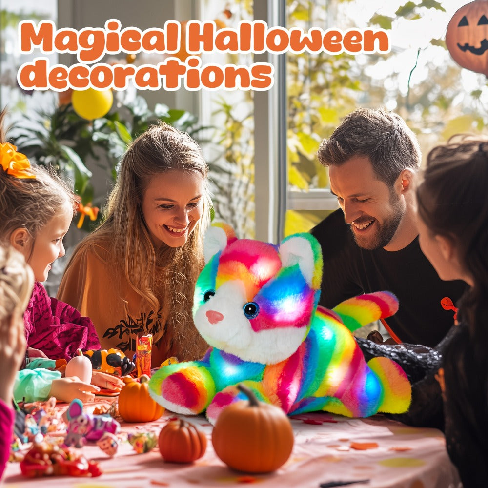 Plush Toy Rainbow Cat with LED Glow and Optional Music for Colorful Kawaii Room Display and Gifting — image 5