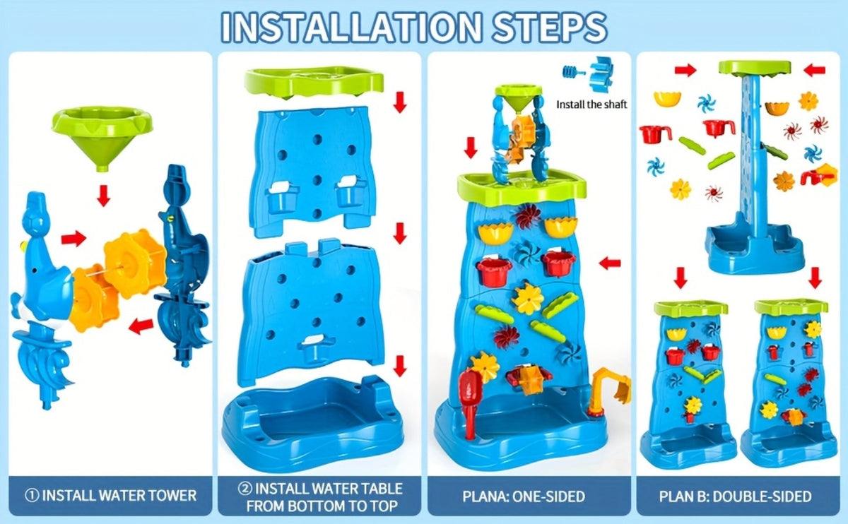 Water Play Table for Kids Double-Sided Waterfall & Beach Sand Zone, Outdoor Sensory Activity Toy for Toddlers Ages 3+ — image
