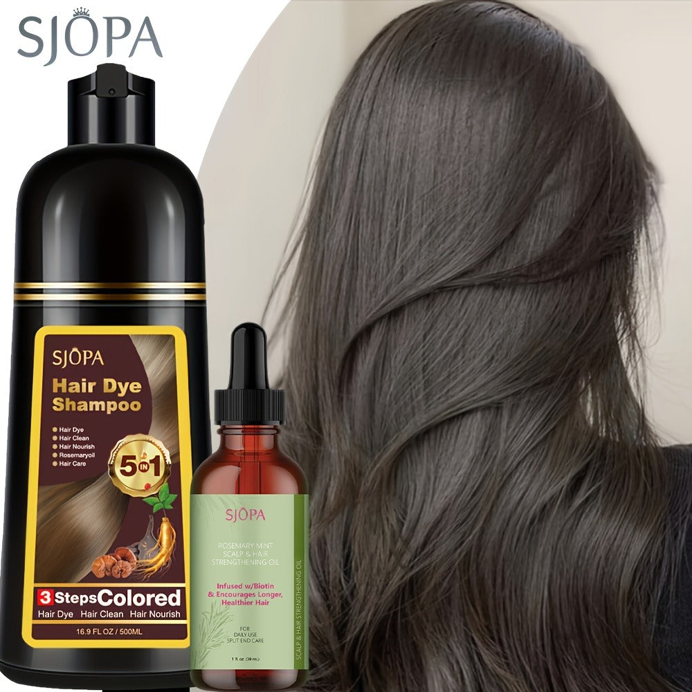 Natural Hair Dye Shampoo Kit 3-in-1 with Rosemary Oil & Squalane, Plant-Based Gray Hair Coverage — image 14