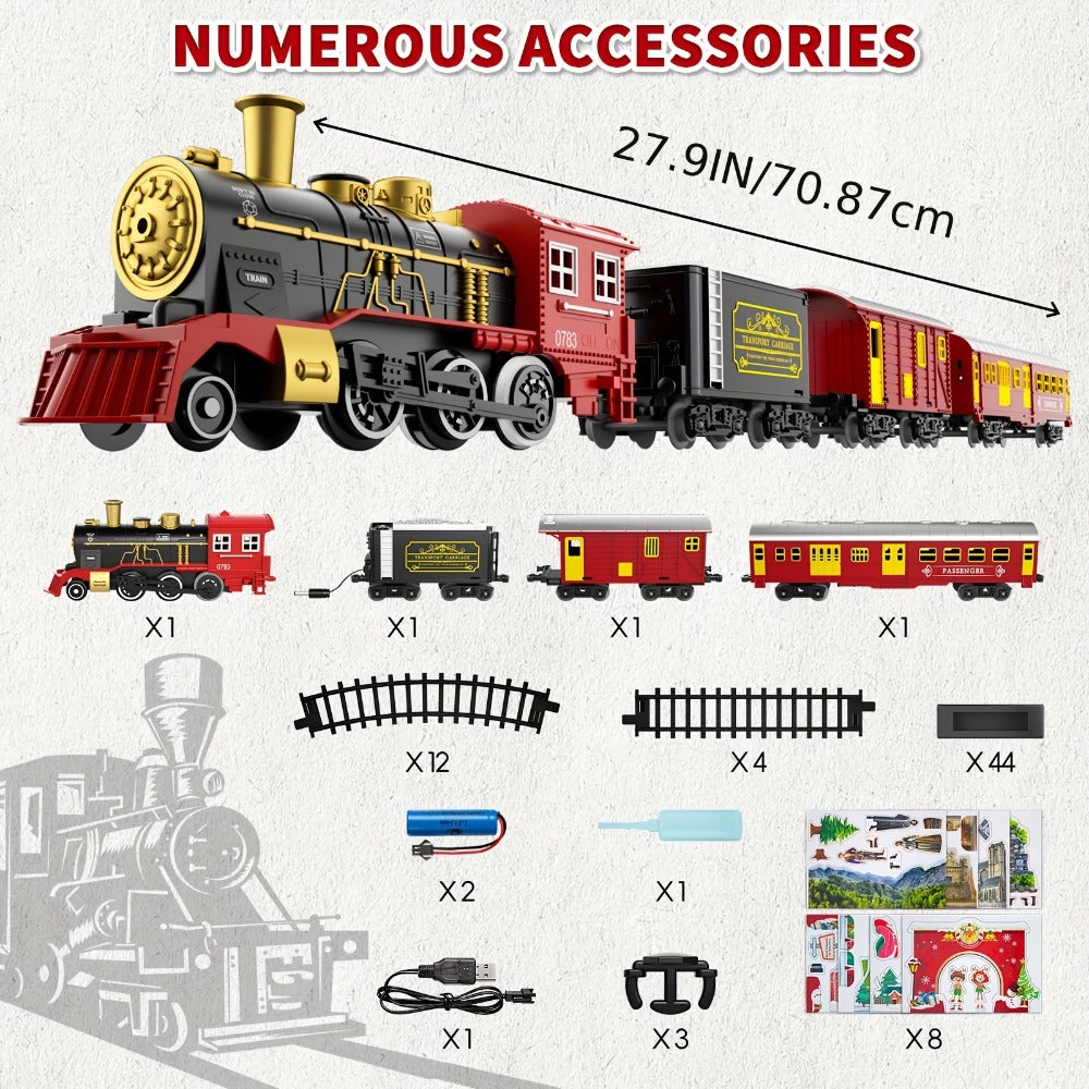 Electric Train Set for Kids with Steam Locomotive Engine Lights & Sound with the Listed Color, Size or Set Options for Everyd