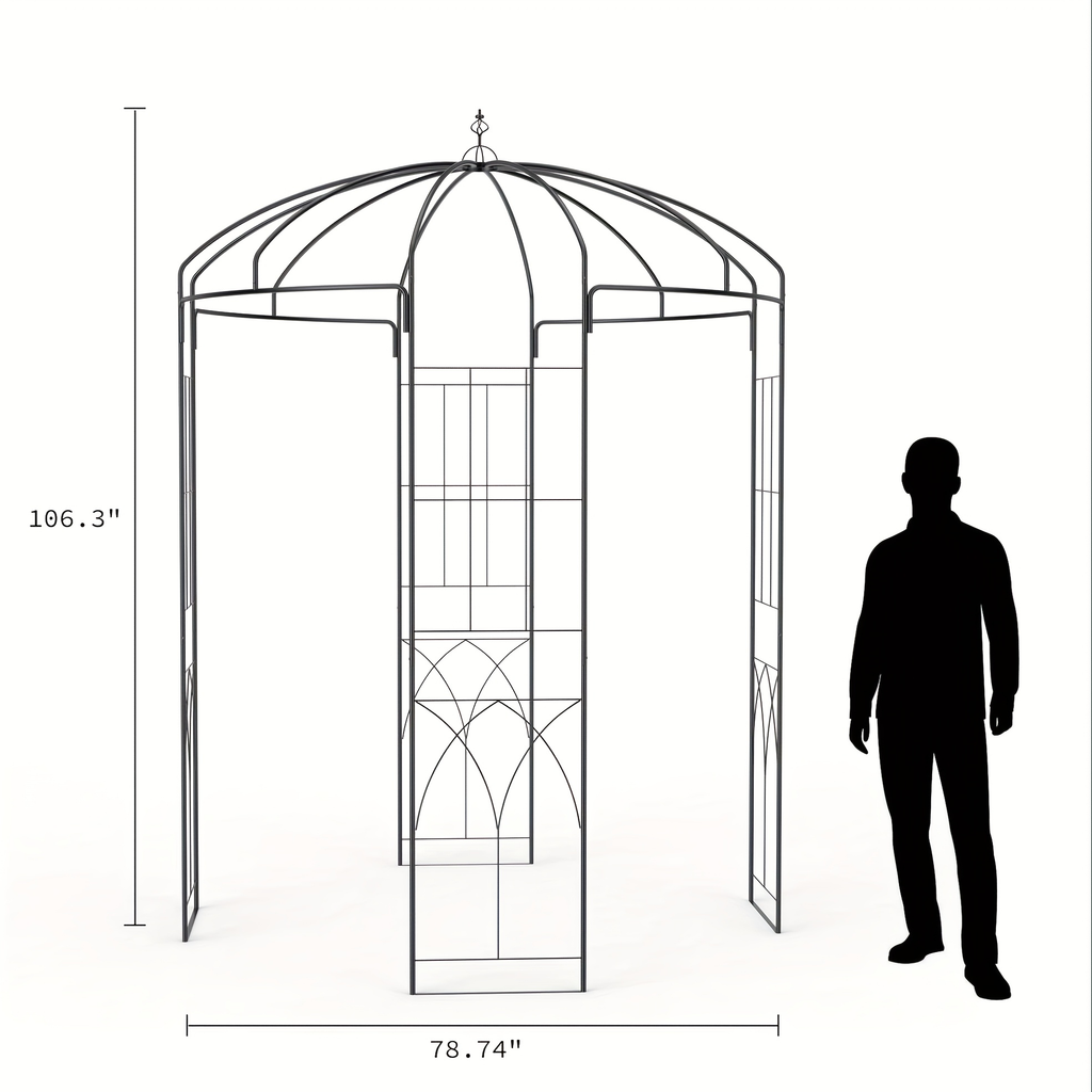Garden Gazebo Arch 9ft Birdcage Pergola Climbing Plants Wedding Decor — image 3