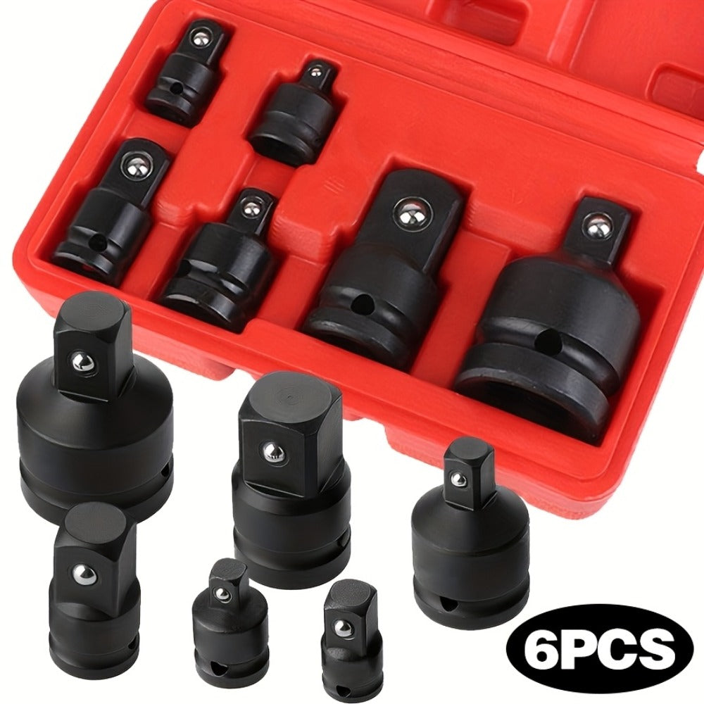 Impact Adapter & Reducer Set 6-Piece – 1/4" 3/8" 1/2" 3/4" Female-to-Male Air Square Drive Conversion Tool | Chrome Molybdenu