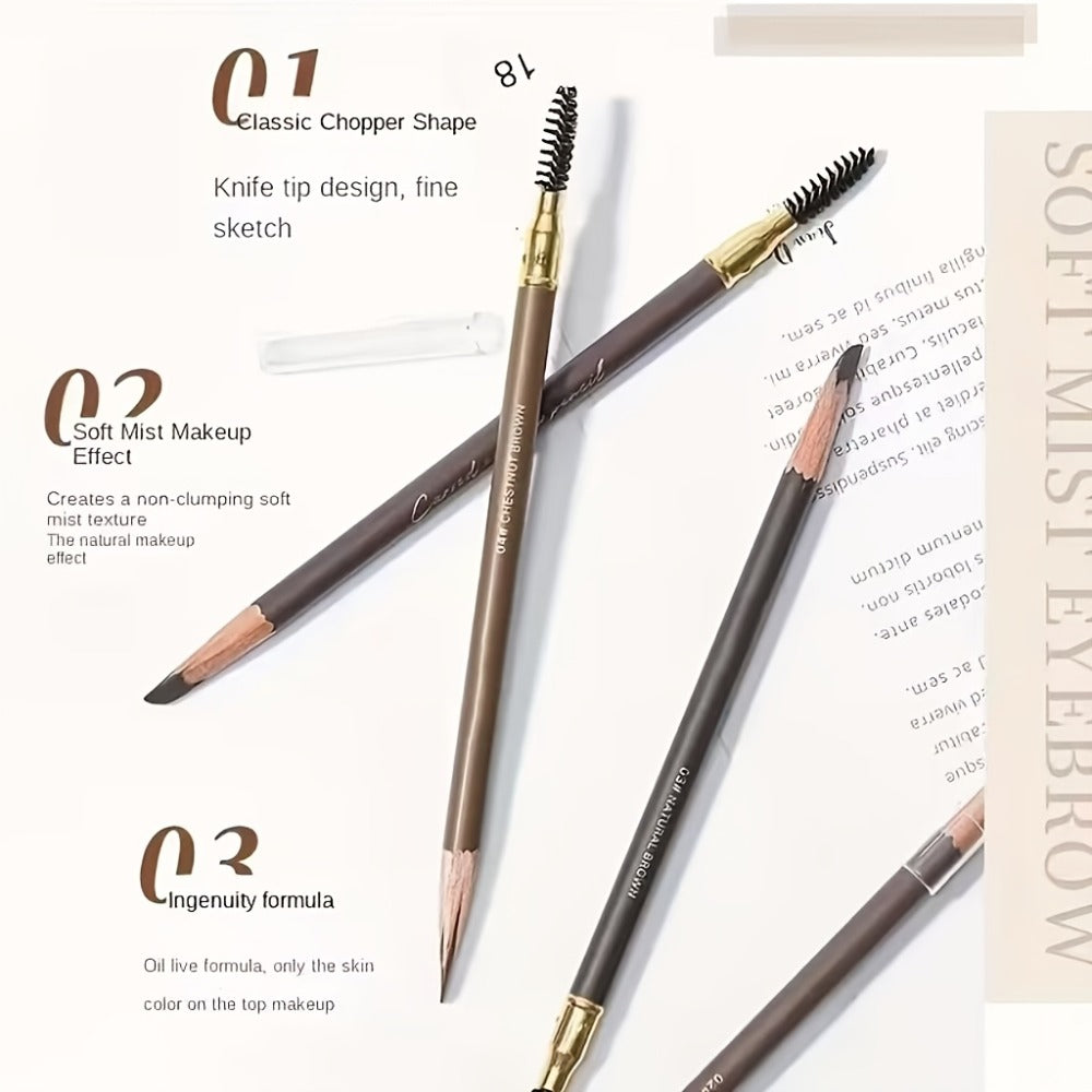 Microblading Effect Brow Pencil 4-Pack with Eyeliner, Waterproof Smudge-Proof Dual-Ended Eyebrow Pen with Spoolie Brush — ima