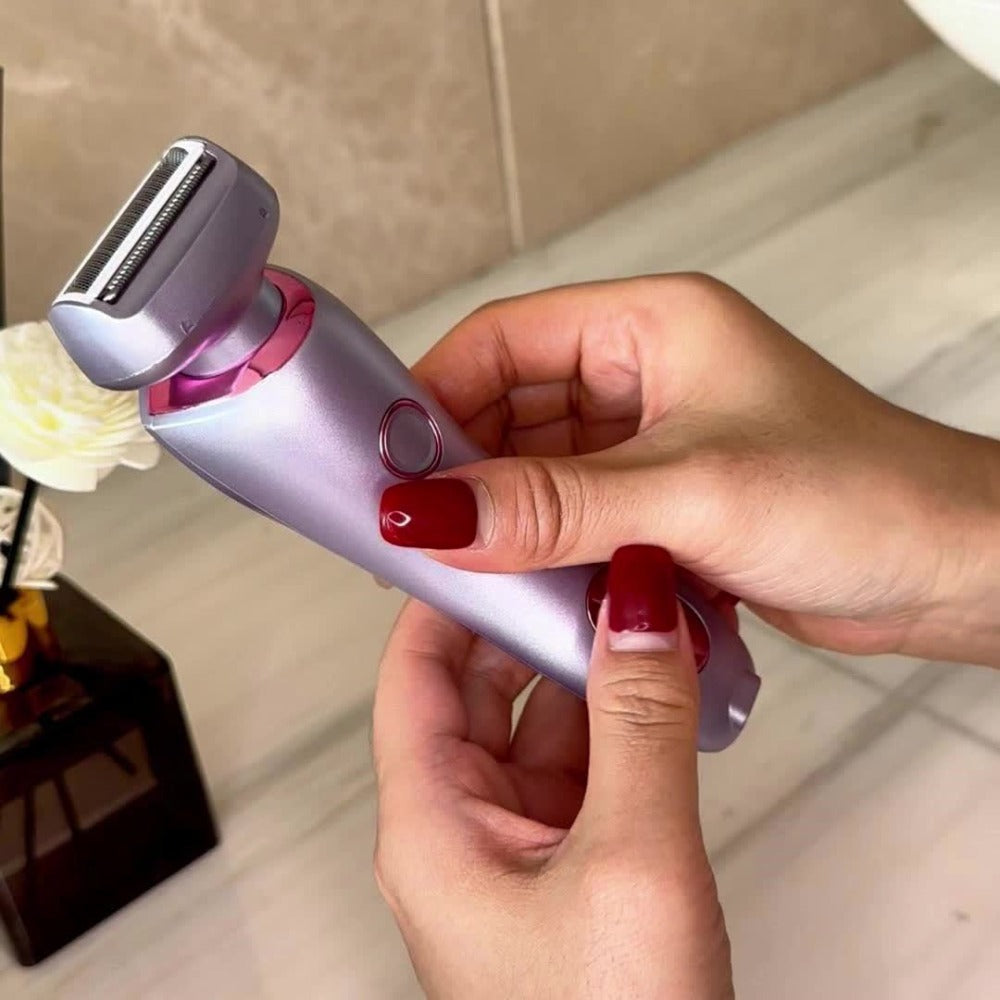 Electric Shaver Bikini Razor with Stainless Steel Blade, Rechargeable Power and Waterproof Wet/Dry Use in Purple — image 10