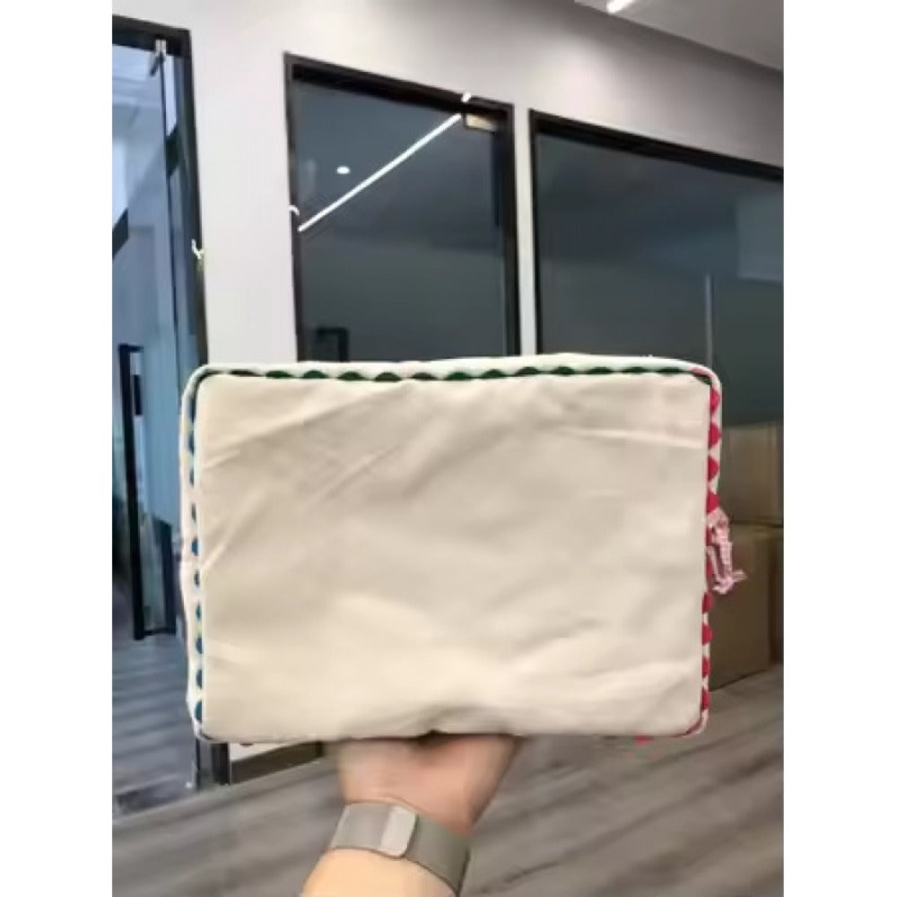Large Capacity Lace Makeup Bag Women Elegant Floral Cosmetic Organizer Portable Travel Toiletry Bag Vanity Case Beige Birthda