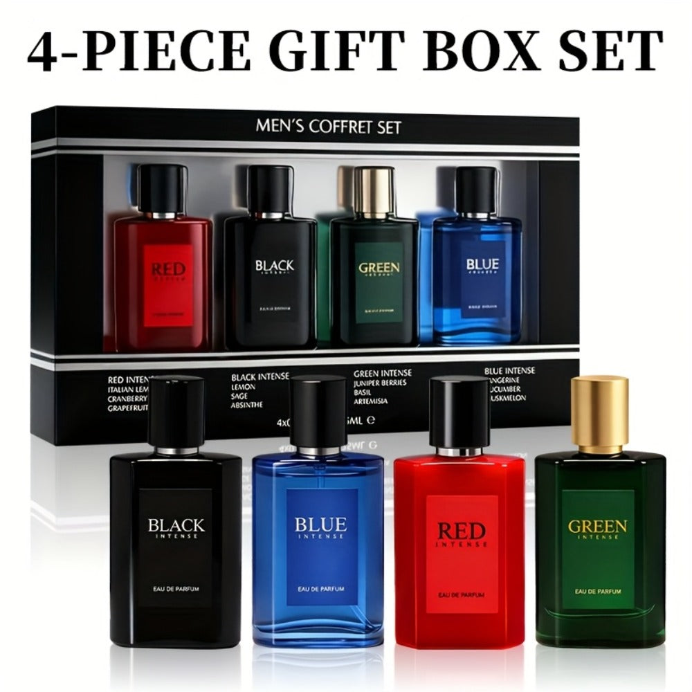 EDT Cologne Gift Set for Men 4 Piece Variety 4 Different Scents Long Lasting Fragrance Mini Bottles 0.85oz Each Travel Friend