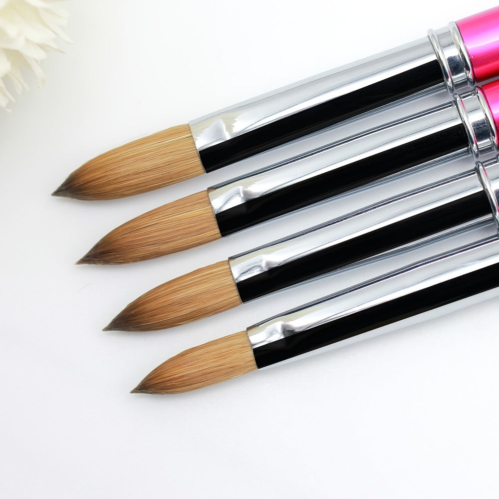 Kolinsky Acrylic Nail Brush Set 100% Pure Kolinsky Hair Flat Shape Sizes #10 #12 #14 – Professional Nail Art Sculpting Extens