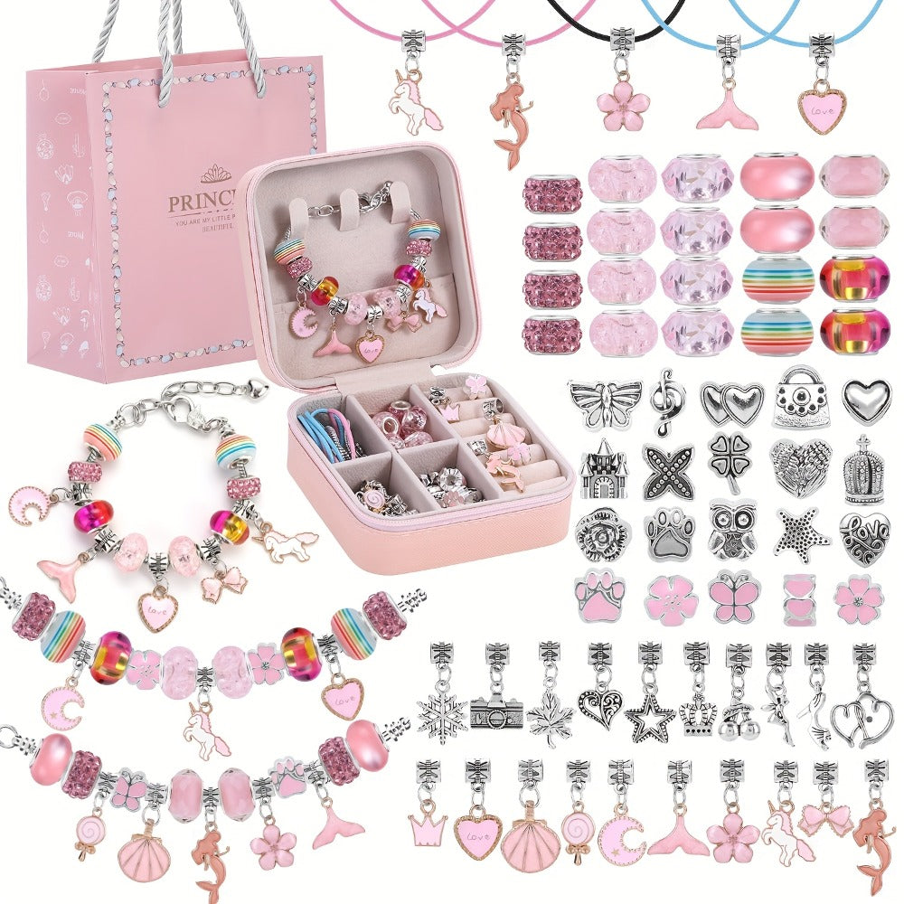 Bracelet Making Craft Kit with Portable Jewelry Box, Beads and Charms in Seven Color or Theme Options — image 2