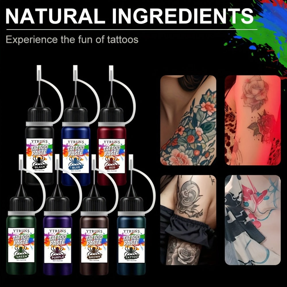 Liquid Body Paint Temporary Tattoo Ink – 7 Vibrant Colors, Fast-Drying Waterproof Formula, Plant-Based Squalane, Skin-Safe fo