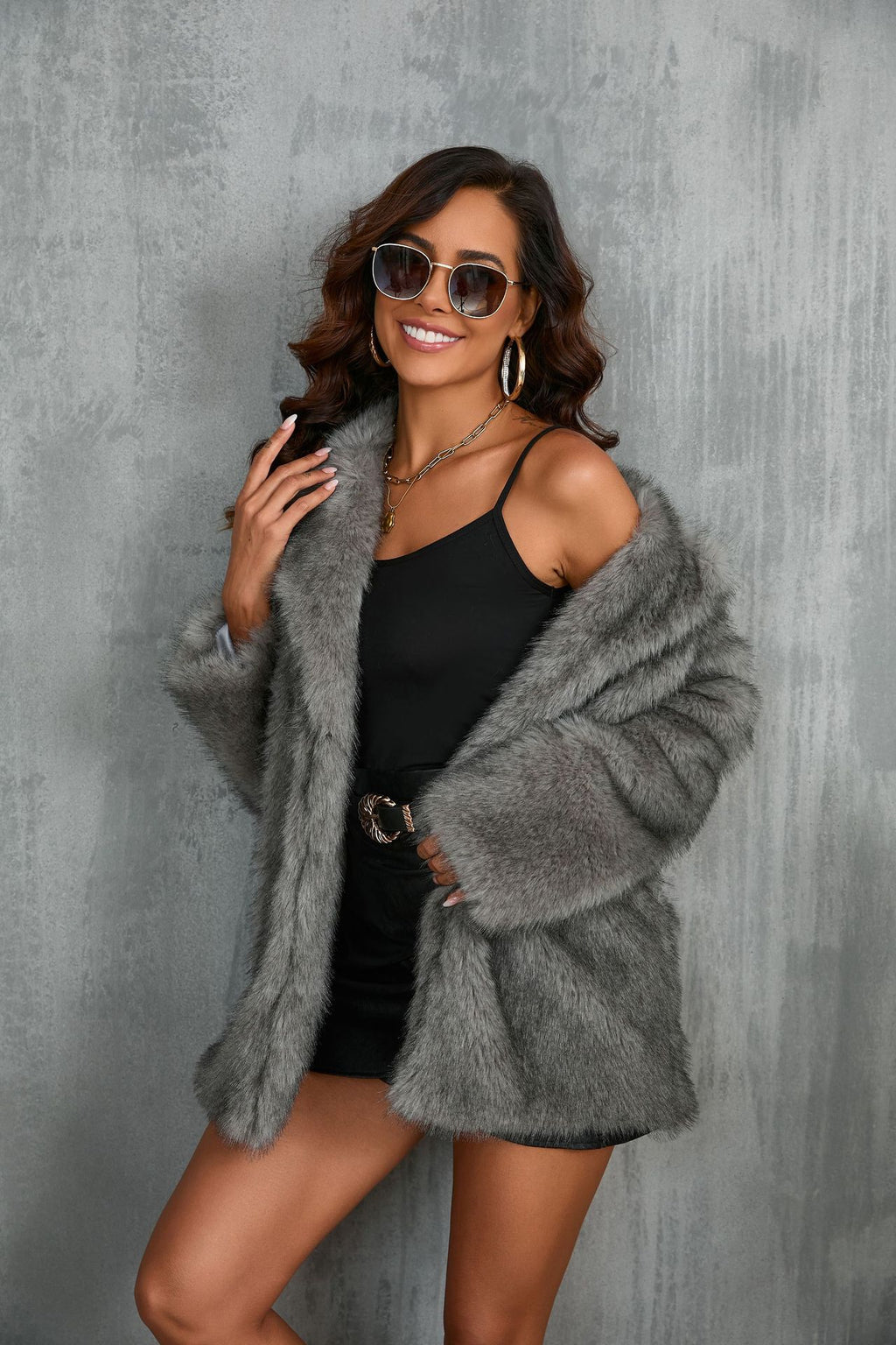 Winter Coat Warm Lapel Long Fluffy Faux Fur Coat Women Loose Long Sleeve Jacket Outerwear Clothing