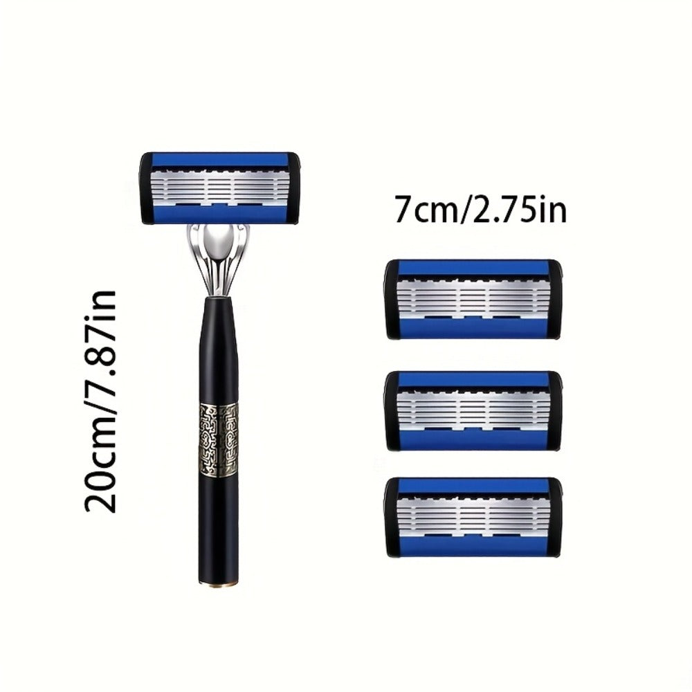 Replaceable Blade Razor for Men Stainless Steel Ultra-Sharp 36 or 72 Blades Anti-Slip Ergonomic Handle Smooth Safe Close Shav
