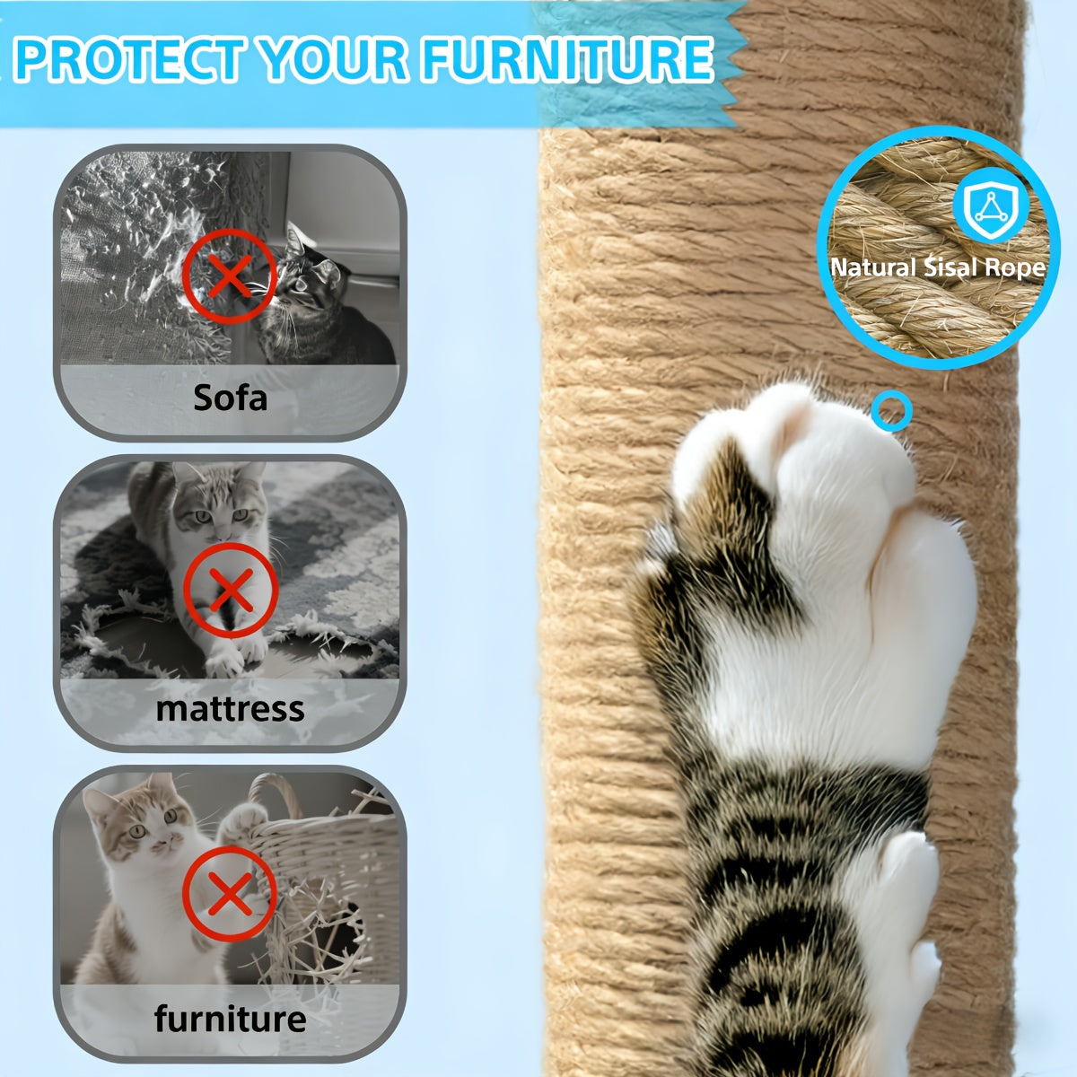 Cat Tree Tower for Indoor Cats Large Multi-Tier with Sisal Scratching Posts, Plush Perches, Hammock, Condo Cave & Hanging Toy