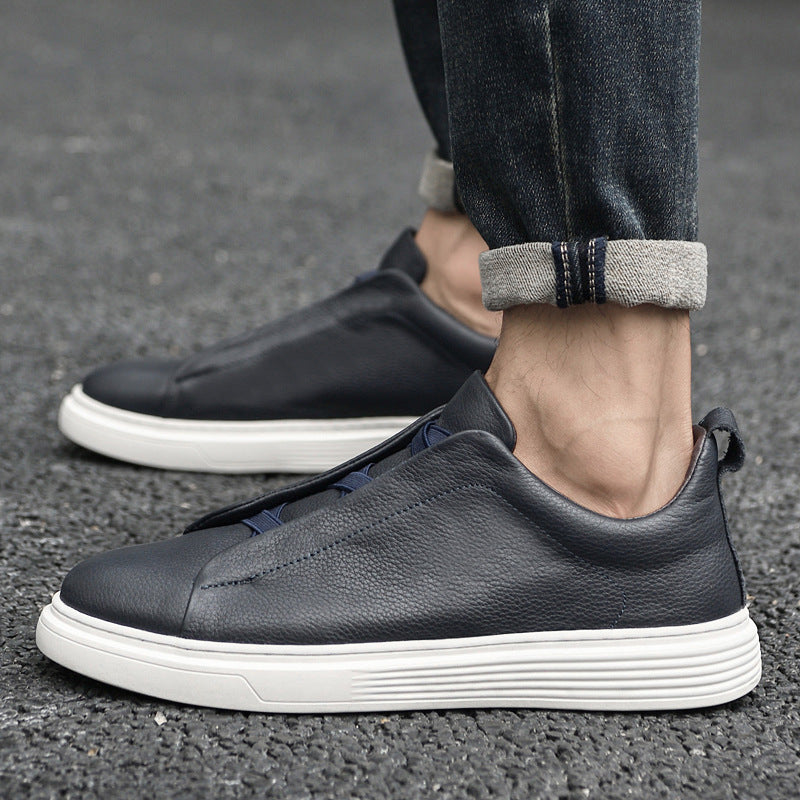 Men's Cowhide Leather Sports Board Shoes - Low-Top Skate Trainers