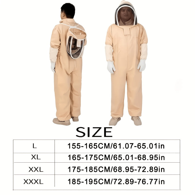 Full Body Bee Suit 3-Layer Breathable Veil Hood Gloves Filter Screen for Garden, Patio and Yard Use — image 2