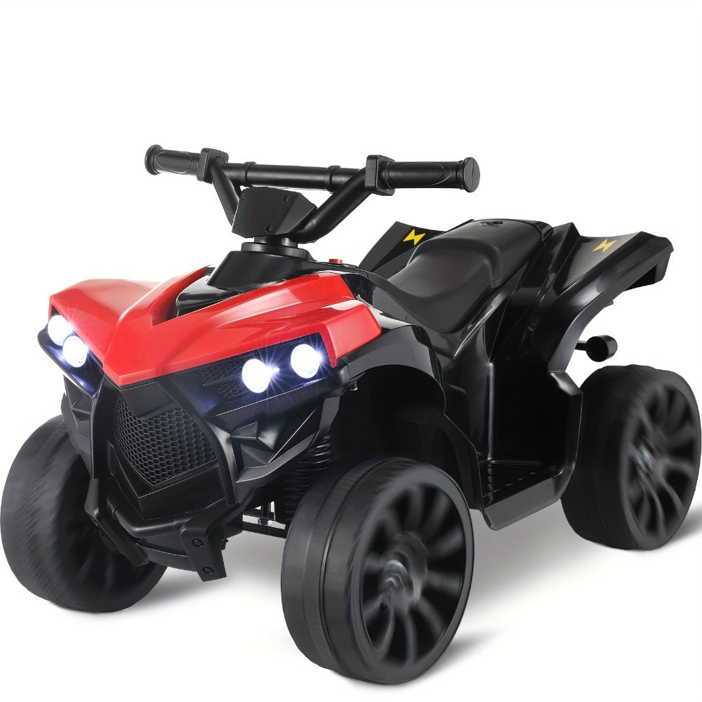 Kids Electric Ride-On ATV 4-Wheeler Quad with LED Headlights Foot Pedal Accelerator Anti-Slip Tires 55 lbs Capacity Outdoor B