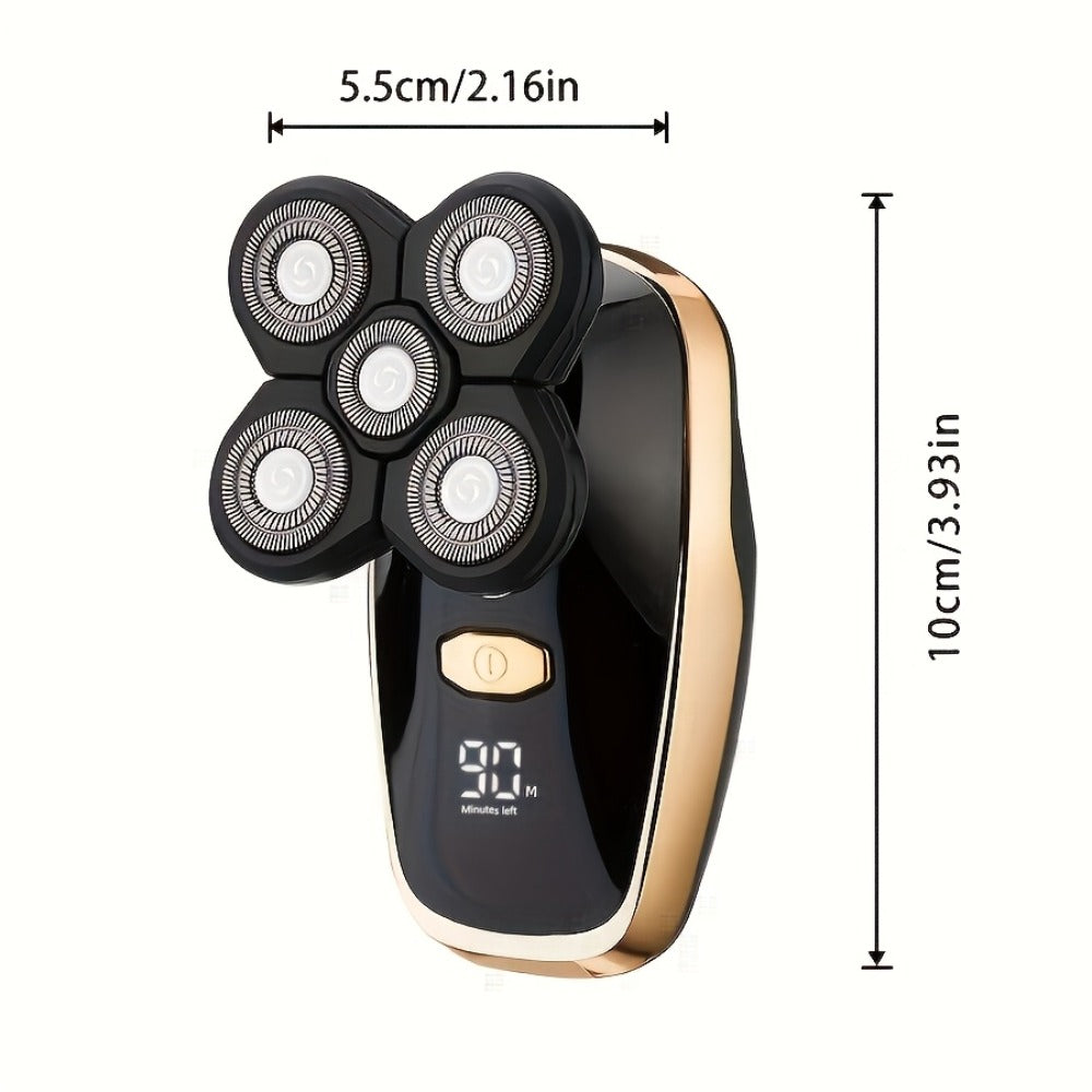 5-in-1 Electric Shaver Kit for Men Wet Dry Rotary Shaver – Bald Head Beard Nose Ear Trimmer with Digital Display — image 3