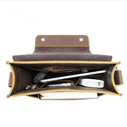 Vintage Cowhide Men's Crossbody Bag, Fashionable Genuine Leather Shoulder Bag