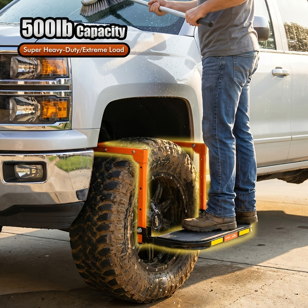 Tire Step Foldable Anti-Slip Thickened – 300 / 500 / 650 lb Capacity Adjustable Height for Truck SUV Trailer Maintenance — im
