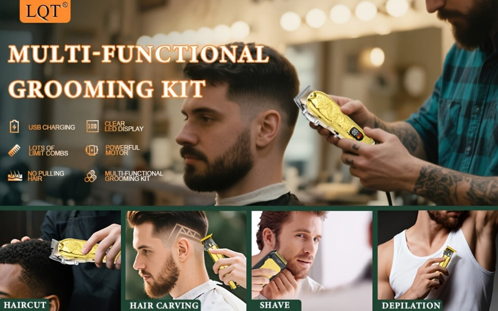 Hair Clippers & Trimmers LQT Golden Dragon Three-Piece Set with LCD Displays, USB Cables and Gift Box — image 12